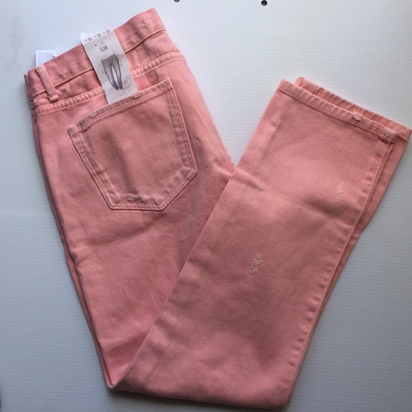 Zara Denim - Zara pink jeans ankle length distressed size 6